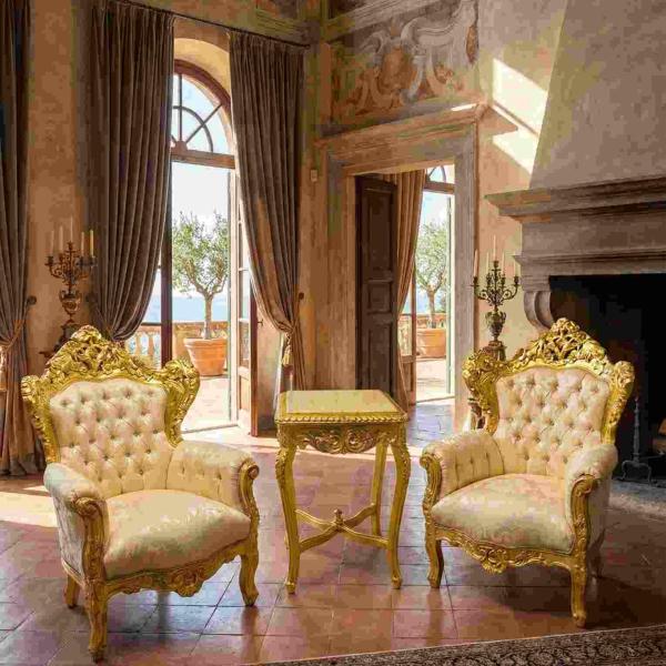 MACE Heritage - Luxurious Baroque Side Table – Gold Finish & Real Marble – Handcrafted