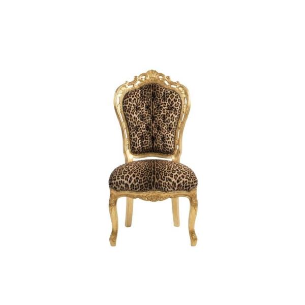 MACE Heritage Barockstuhl – Goldrahmen & Leoparden-Velours – Handgefertigt