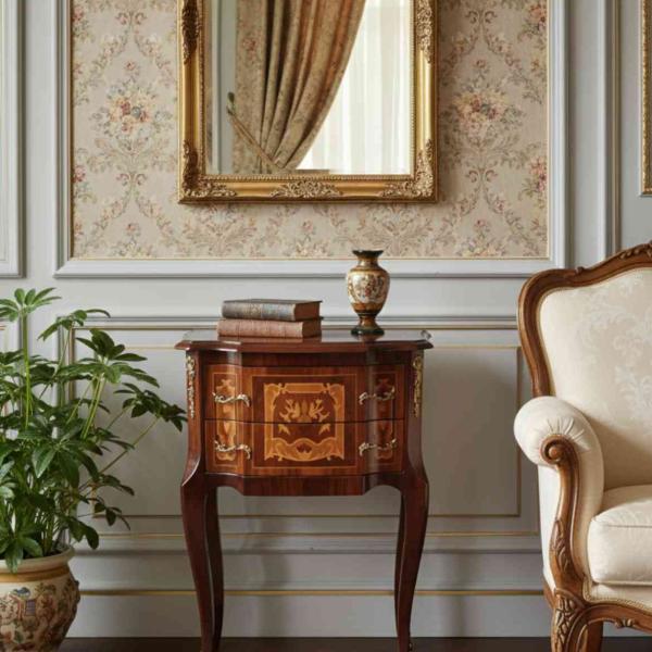 MACE Heritage – Barocke Intarsien-Kommode Louis XV in Dunkelbraun mit Messing