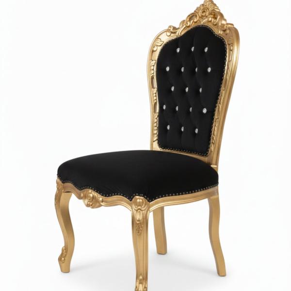 MACE Heritage - Chaise de salle à manger baroque – velours, capitonné, sculpté, noir, rouge
