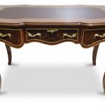 MACE Heritage – Louis XV Baroque Desk in Wood with Brass, 3 Drawers, Leather-Style Top