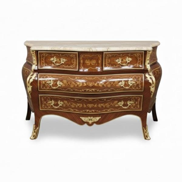 MACE Heritage – Barockes Kommoden-Set mit Intarsien und Marmorplatten, Louis-XV Stil