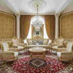MACE Heritage - Barockstil Sessel - Goldrahmen Holz - Wohnzimmermöbel - Gold/Champagne Satin Stoff - Möbel für alle Räume - Breite 80 Cm