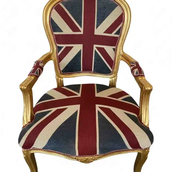 MACE Heritage - Baroque armchair - Union Jack design - Living room - Classic furniture - Gold/Union Jack