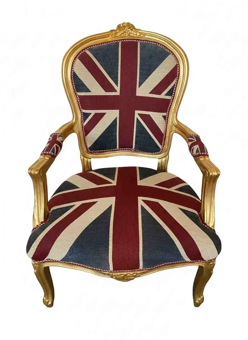 MACE Heritage - Baroque armchair - Union Jack design - Living room - Classic furniture - Gold/Union Jack