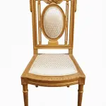 MACE Heritage – Imperial Chair – Handgeschnitzter Stuhl im Louis-XVI-Stil mit goldener Fassung & elfenbeinfarbener Polsterung