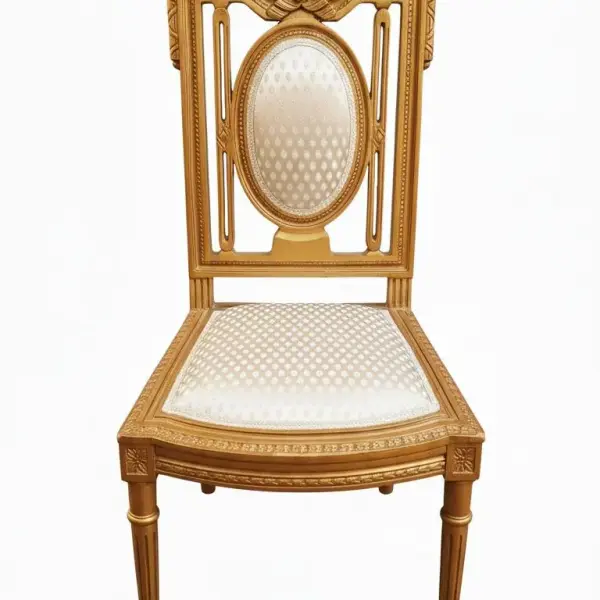 MACE Heritage – Imperial Chair – Handgeschnitzter Stuhl im Louis-XVI-Stil mit goldener Fassung & elfenbeinfarbener Polsterung