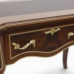MACE Heritage – Louis XV Baroque Desk in Wood with Brass, 3 Drawers, Leather-Style Top