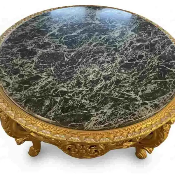 MACE Heritage – Luxury Baroque Entrance Table (Gold / Natural Black Marble)