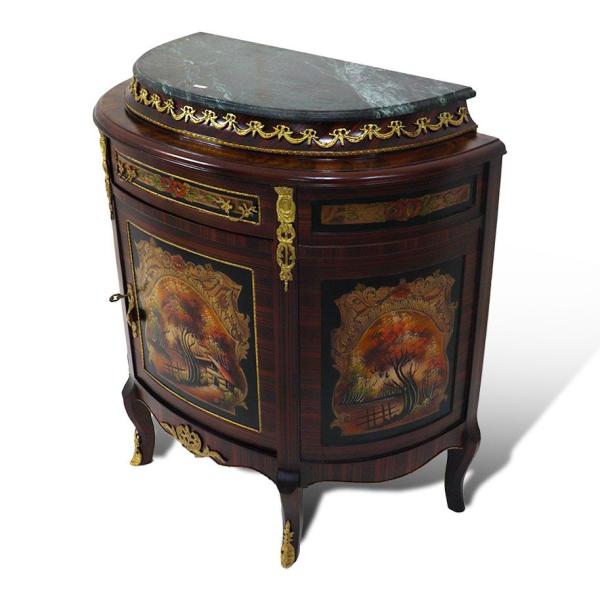 MACE Heritage – Barocke Kommode aus Massivholz mit handbemalten Motiven, Messingbeschlägen und Natur-Marmorplatte
