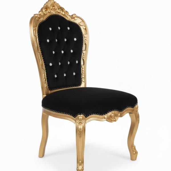 MACE Heritage - Chaise de salle à manger baroque – velours, capitonné, sculpté, noir, rouge