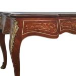 Luxuriöser Schreibtisch im Barockstil - Braun - Messing - Drei Schubladen - Arbeitsplatte aus Kunstleder - Intarsien - Büromöbel - MACE