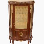 Baroque display Cabinet style - Louis XV - Brown/Beige Marble - Gold fabric - Antique Style - Classic furniture - MACE