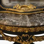 MACE Heritage – Monumental Baroque Mirror with Console – Black & Gold Leaf – Marble Top – 260 cm