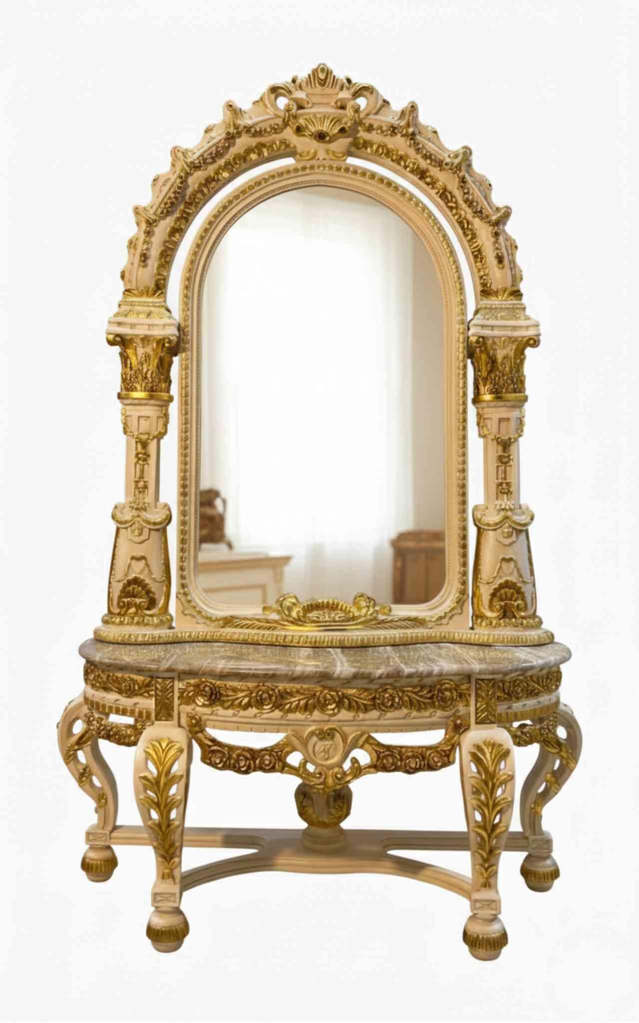 MACE Heritage – Monumental Baroque Mirror with Console Table and Marble Top