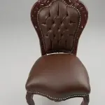 MACE Heritage – Baroque Rococo Dining Chair in Dark Brown Solid Wood with Brown Faux Leather – Handmade