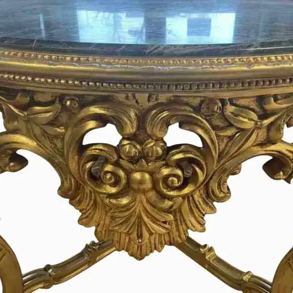MACE Heritage – Luxury Baroque Entrance Table (Gold / Natural Black Marble)