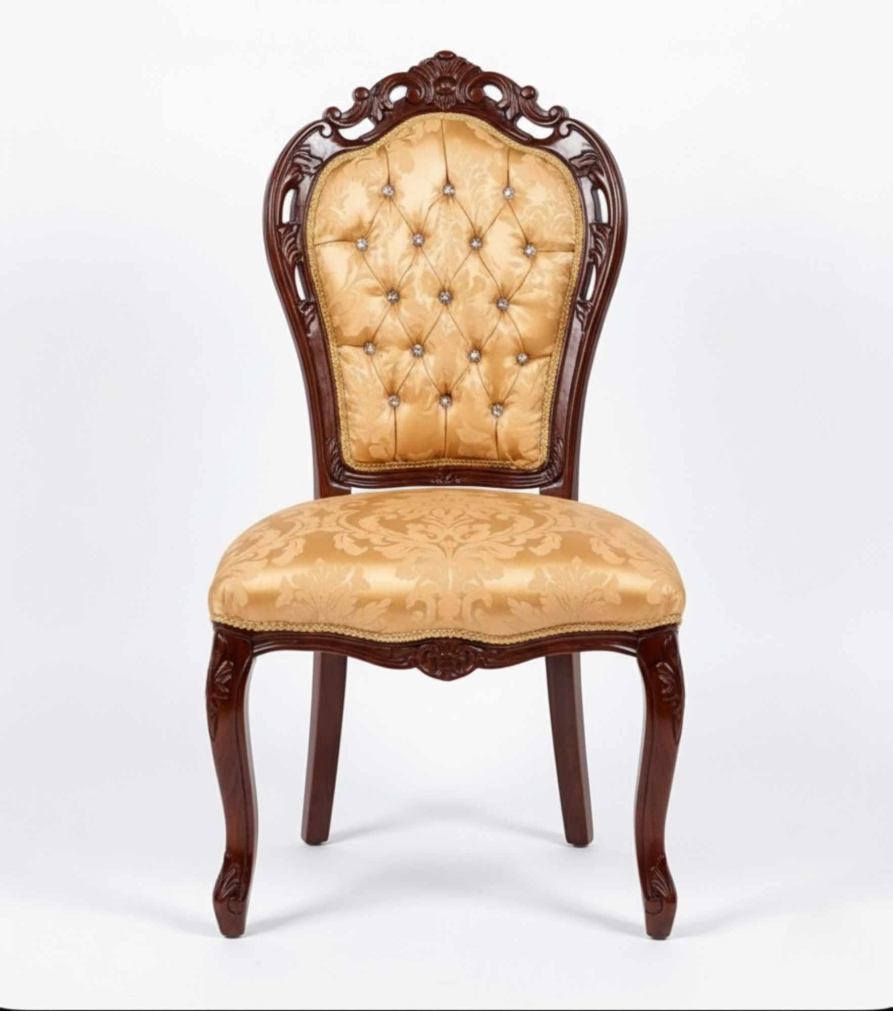 MACE Heritage - Chaise de salle à manger Louis XV / Rococo – capitonné, sculpté, brun foncé, rouge, brun