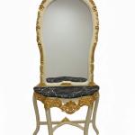 Baroque Console - Louis XVI style - Classic furniture - White/Gold colour - Beige marble - MACE