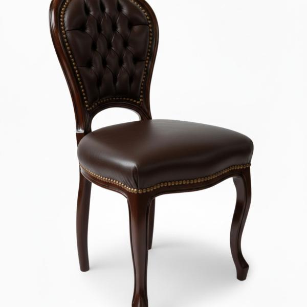 MACE Heritage – Louis-XV Barockstuhl Dunkelbraun aus Massivholz mit deutschem Kunstleder