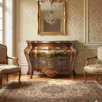 MACE Heritage – Luxury “Monster Baroque Boombi” Commode – Hand-Painted & Handmade – Natural Beige Marble – 3 Drawers - 124cm